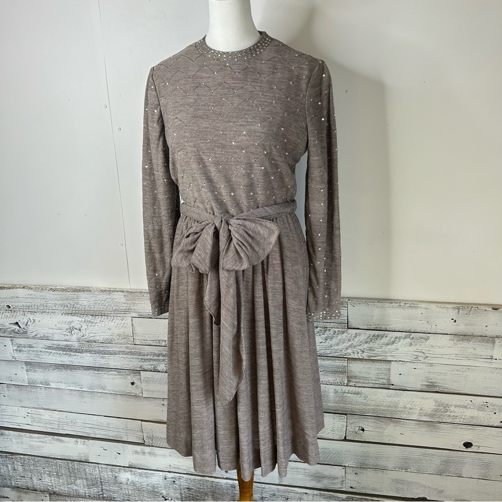 Vintage GEOFFREY BEENE BOUTIQUE Rhinestone Knit Midi Dress